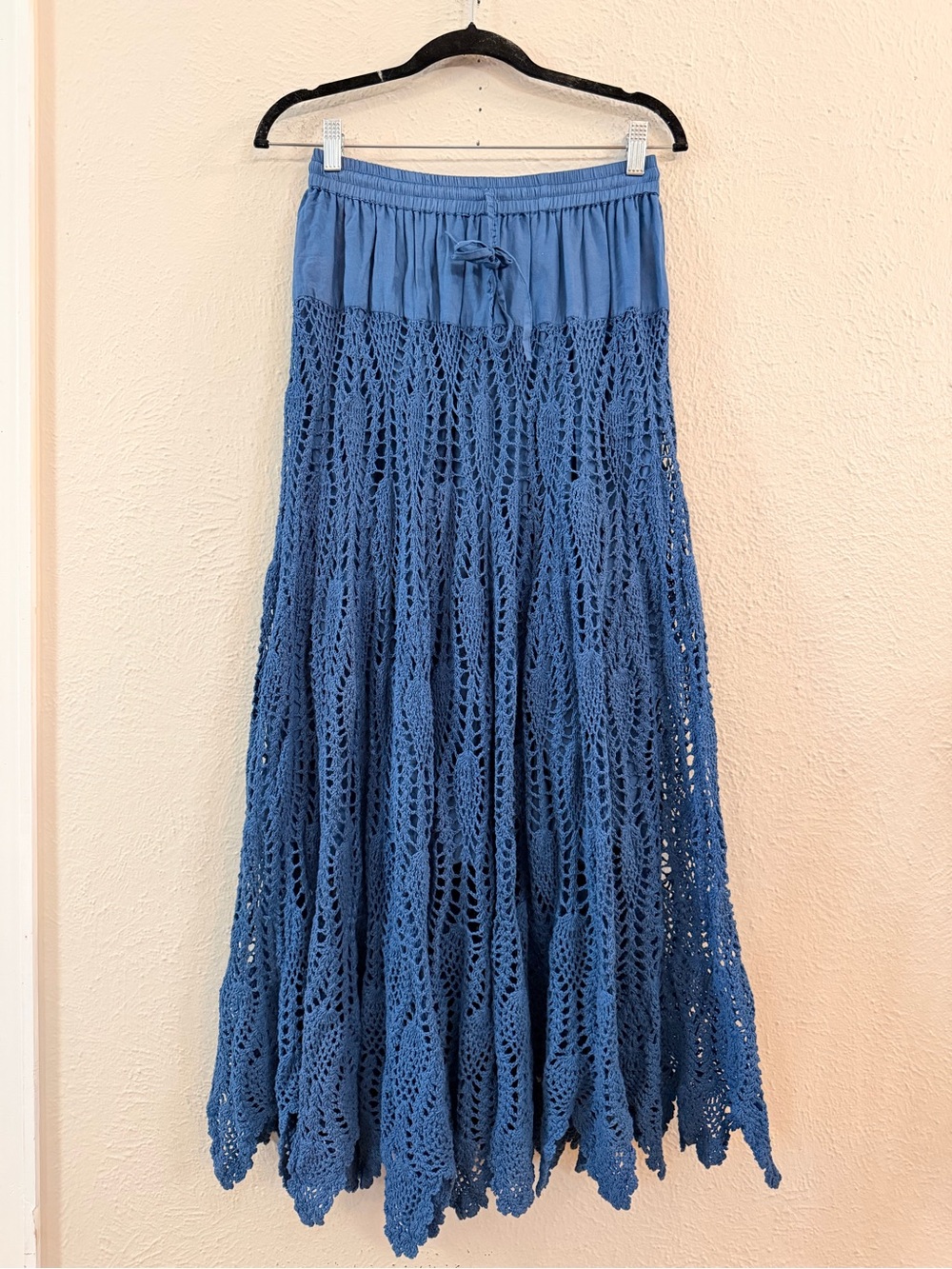 Anu cobalt blue crochet maxi boho skirt